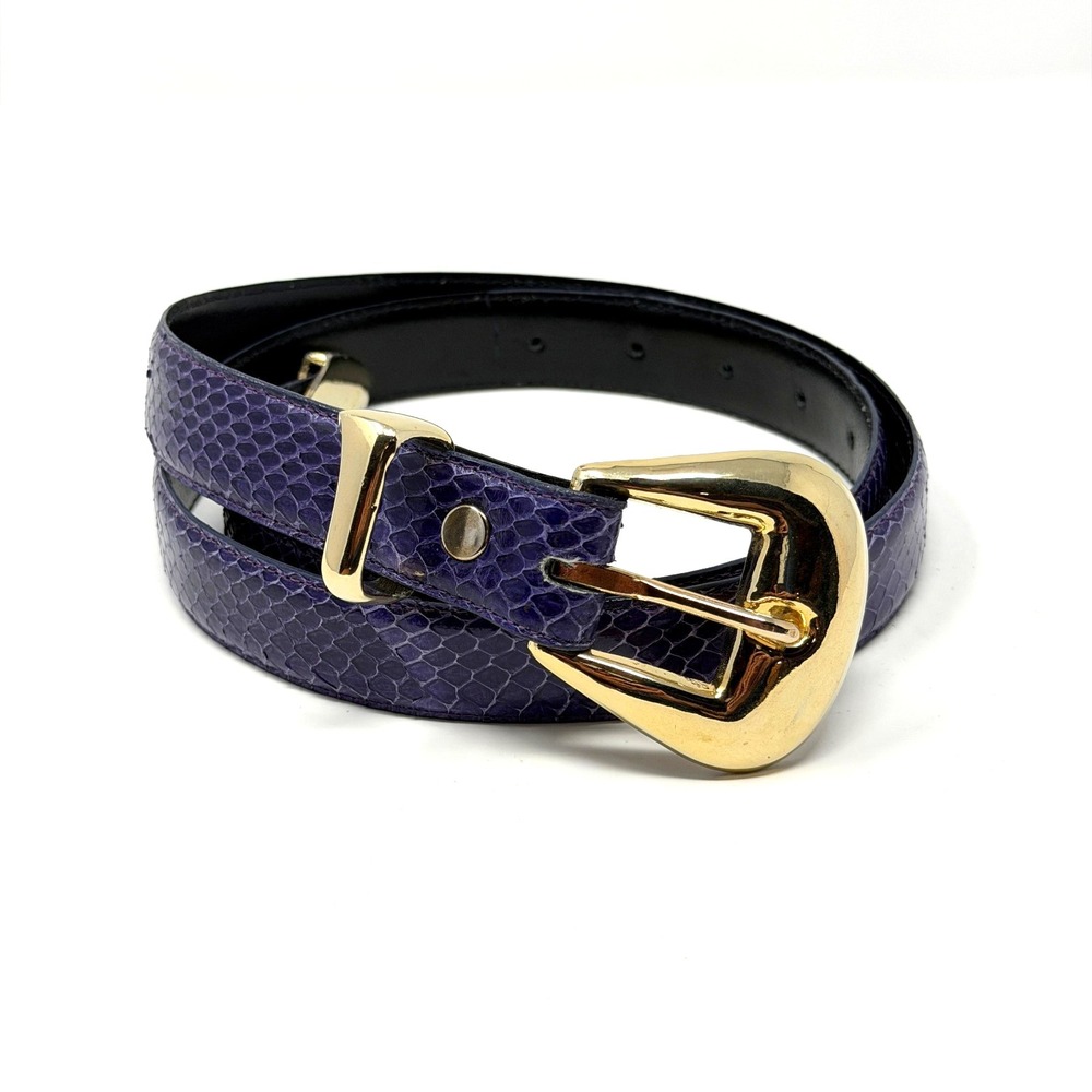 MZA of NY Vintage 1984 Snakeskin Belt Purple Gold Size M‎